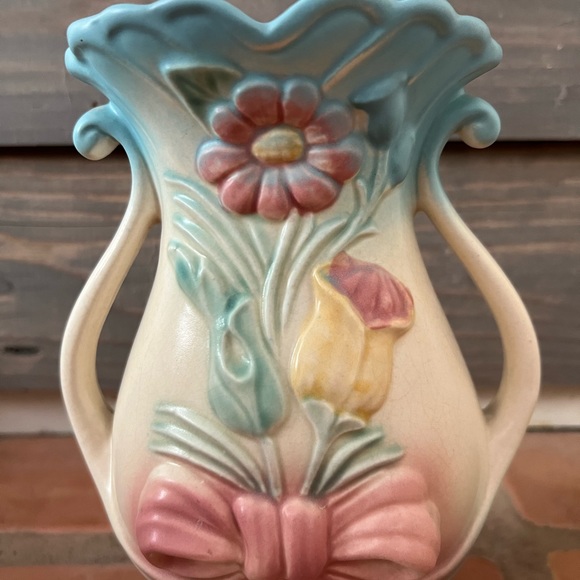 RARE Vintage Original Hull Art Bow Knot Double Handle Vase B-7-8.5” - Picture 2 of 16